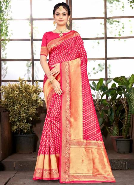 Dark Pink Colour ZARI PATTA Heavy Festive Wear Fancy Banarsi Silk Saree Collection S-16003